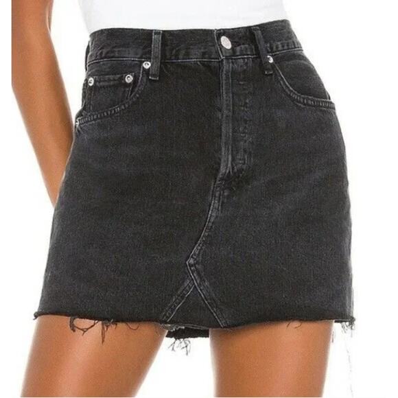 Agolde Pose Quinn Denim Mini Skirt Size 25 - Picture 1 of 7